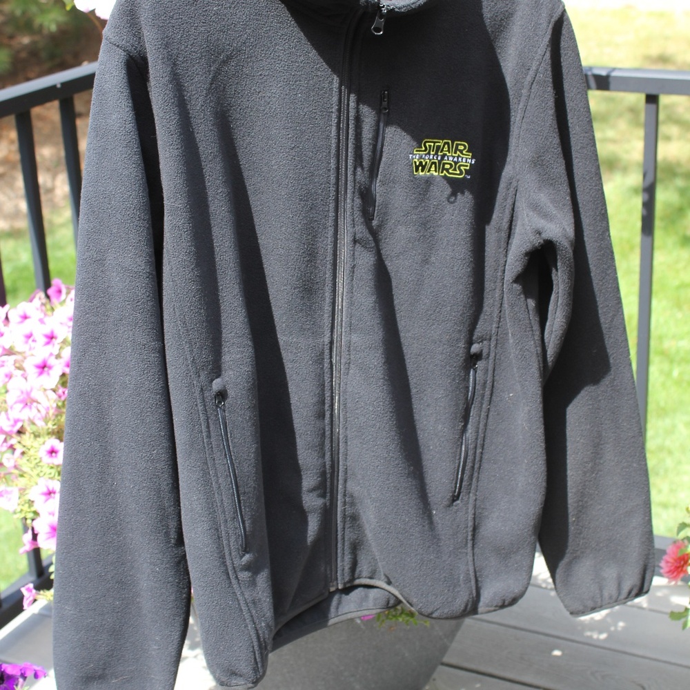 Star Wars The Force Awakens Black Zippered Fleece Men's Size XL